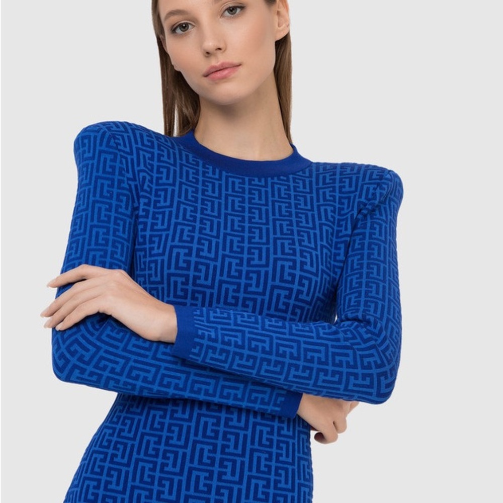 Balmain signature print padded shoulder top